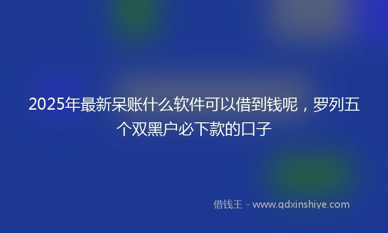 2025年最新呆账什么软件可以借到钱呢，罗列五个双黑户必下款的口子