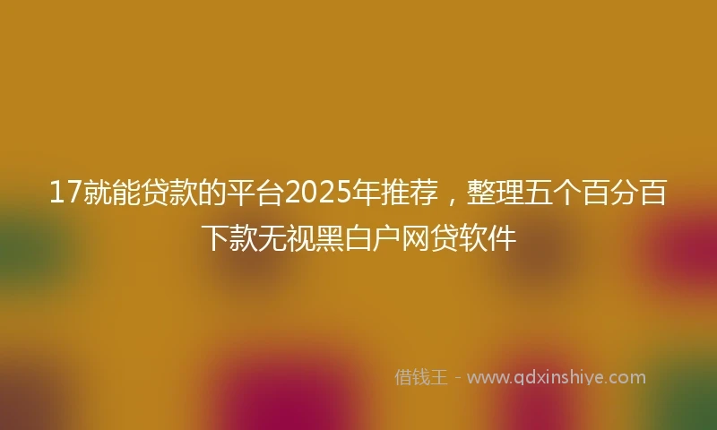 17就能贷款的平台2025年推荐，整理五个百分百下款无视黑白户网贷软件