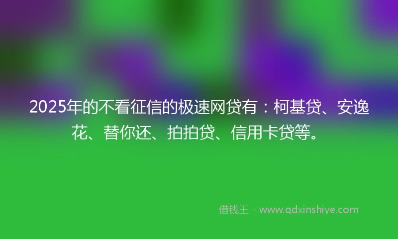 2025年的不看征信的极速网贷有：柯基贷、安逸花、替你还、拍拍贷、信用卡贷等。