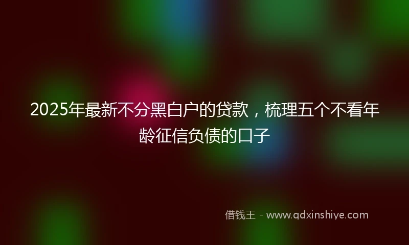 2025年最新不分黑白户的贷款，梳理五个不看年龄征信负债的口子