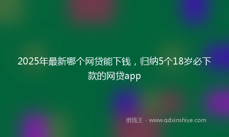 2025年最新哪个网贷能下钱，归纳5个18岁必下款的网贷app