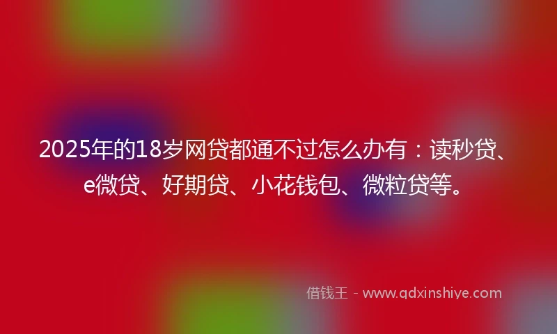 2025年的18岁网贷都通不过怎么办有：读秒贷、e微贷、好期贷、小花钱包、微粒贷等。