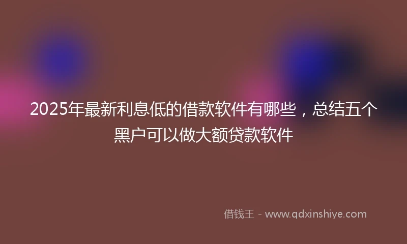 2025年最新利息低的借款软件有哪些，总结五个黑户可以做大额贷款软件