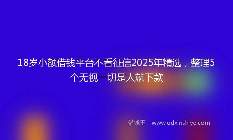 18岁小额借钱平台不看征信2025年精选，整理5个无视一切是人就下款