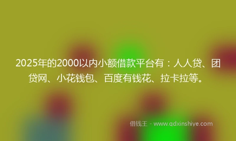 2025年的2000以内小额借款平台有：人人贷、团贷网、小花钱包、百度有钱花、拉卡拉等。