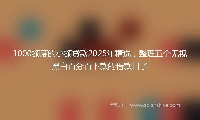 1000额度的小额贷款2025年精选，整理五个无视黑白百分百下款的借款口子