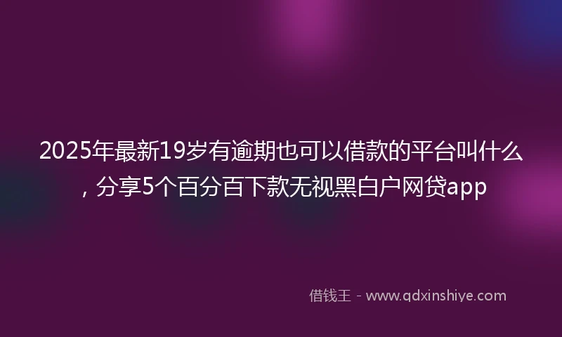 2025年最新19岁有逾期也可以借款的平台叫什么，分享5个百分百下款无视黑白户网贷app