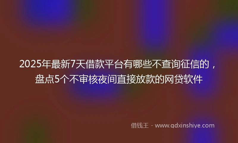 2025年最新7天借款平台有哪些不查询征信的，盘点5个不审核夜间直接放款的网贷软件