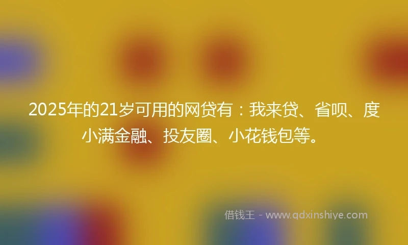 2025年的21岁可用的网贷有：我来贷、省呗、度小满金融、投友圈、小花钱包等。