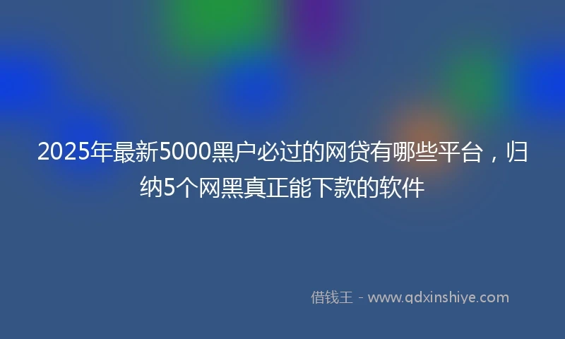 2025年最新5000黑户必过的网贷有哪些平台，归纳5个网黑真正能下款的软件