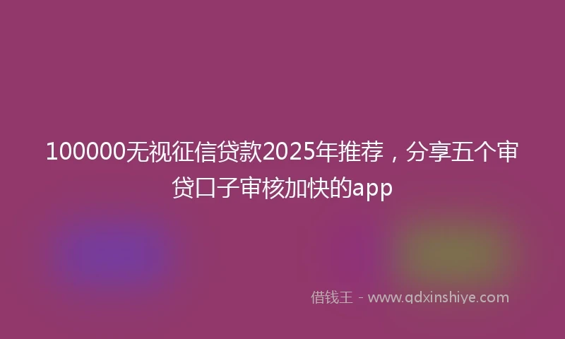 100000无视征信贷款2025年推荐，分享五个审贷口子审核加快的app