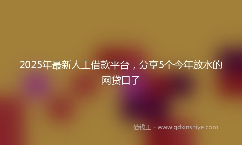 2025年最新人工借款平台，分享5个今年放水的网贷口子