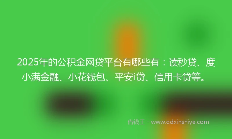 2025年的公积金网贷平台有哪些有：读秒贷、度小满金融、小花钱包、平安i贷、信用卡贷等。