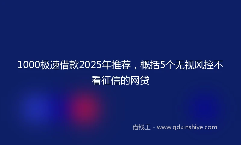 1000极速借款2025年推荐，概括5个无视风控不看征信的网贷