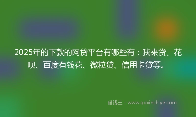 2025年的下款的网贷平台有哪些有：我来贷、花呗、百度有钱花、微粒贷、信用卡贷等。