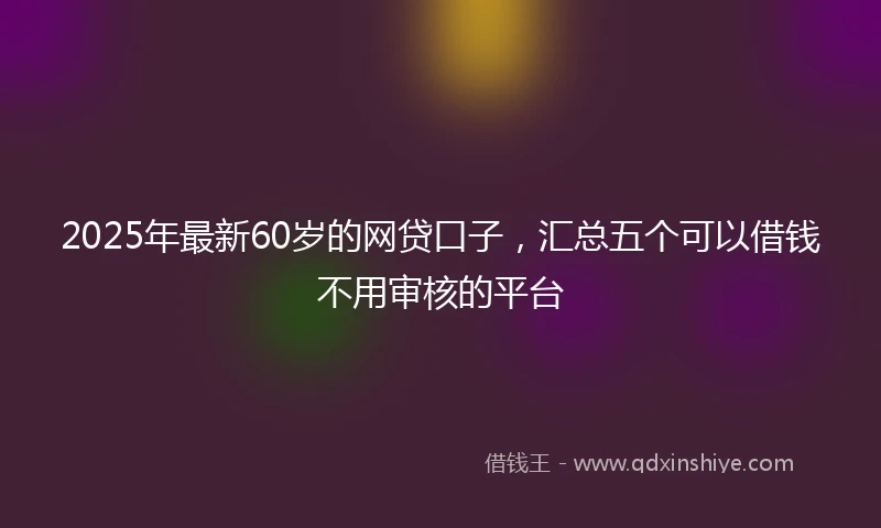2025年最新60岁的网贷口子，汇总五个可以借钱不用审核的平台