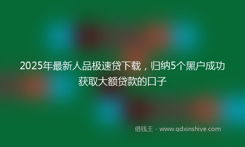 2025年最新人品极速贷下载，归纳5个黑户成功获取大额贷款的口子
