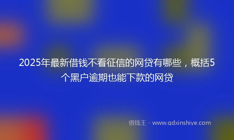 2025年最新借钱不看征信的网贷有哪些，概括5个黑户逾期也能下款的网贷