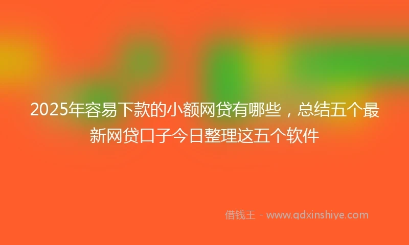 2025年容易下款的小额网贷有哪些，总结五个最新网贷口子今日整理这五个软件