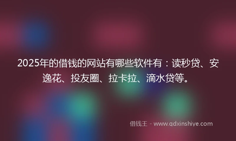 2025年的借钱的网站有哪些软件有：读秒贷、安逸花、投友圈、拉卡拉、滴水贷等。