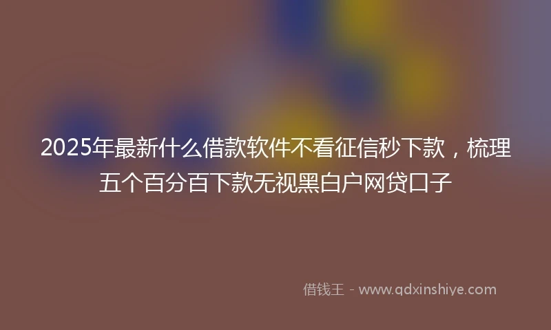 2025年最新什么借款软件不看征信秒下款，梳理五个百分百下款无视黑白户网贷口子