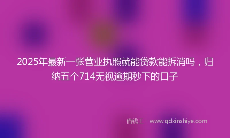 2025年最新一张营业执照就能贷款能拆消吗，归纳五个714无视逾期秒下的口子