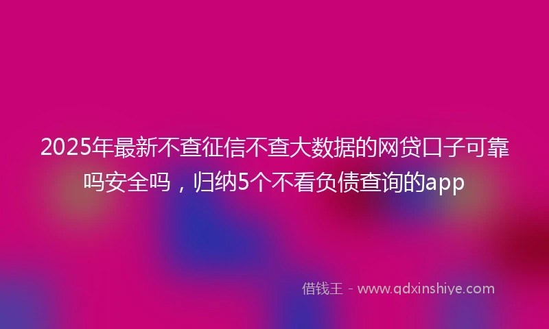 2025年最新不查征信不查大数据的网贷口子可靠吗安全吗，归纳5个不看负债查询的app