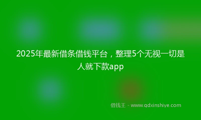 2025年最新借条借钱平台，整理5个无视一切是人就下款app