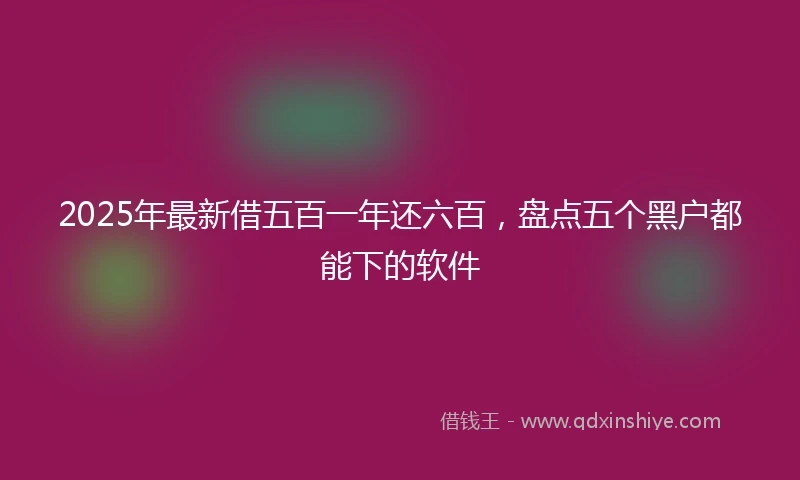2025年最新借五百一年还六百，盘点五个黑户都能下的软件