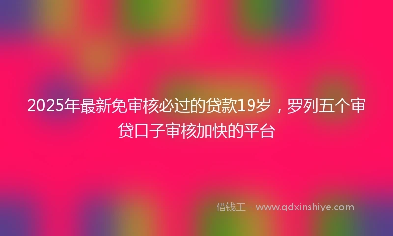 2025年最新免审核必过的贷款19岁，罗列五个审贷口子审核加快的平台