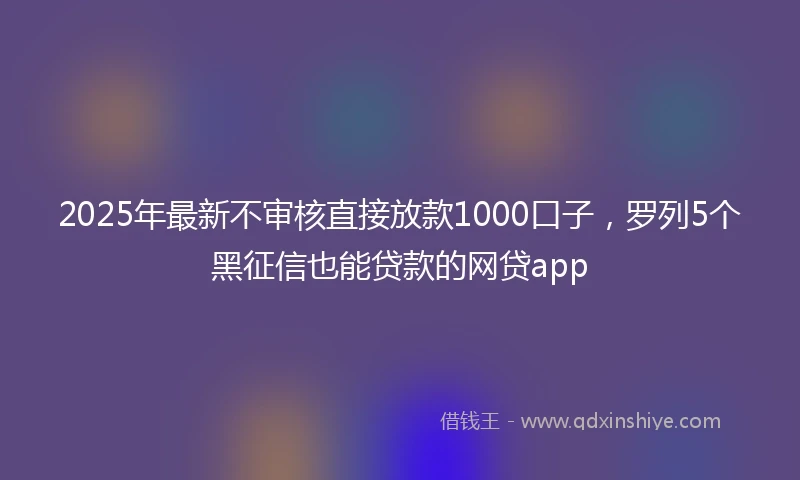 2025年最新不审核直接放款1000口子，罗列5个黑征信也能贷款的网贷app