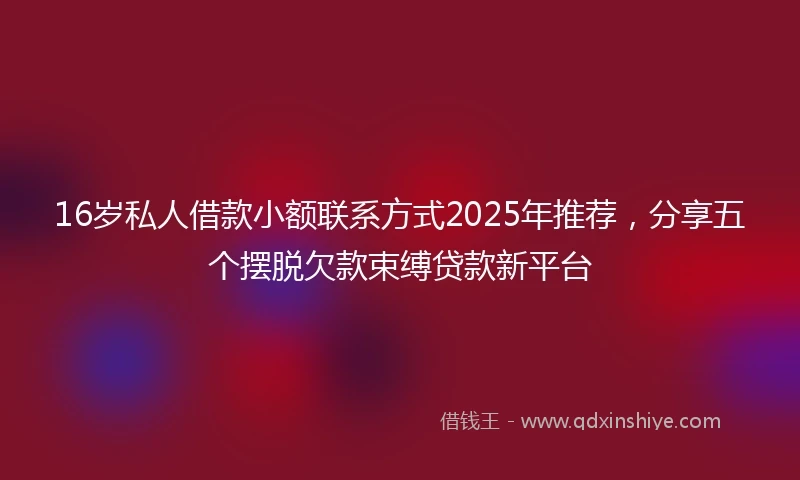 16岁私人借款小额联系方式2025年推荐，分享五个摆脱欠款束缚贷款新平台