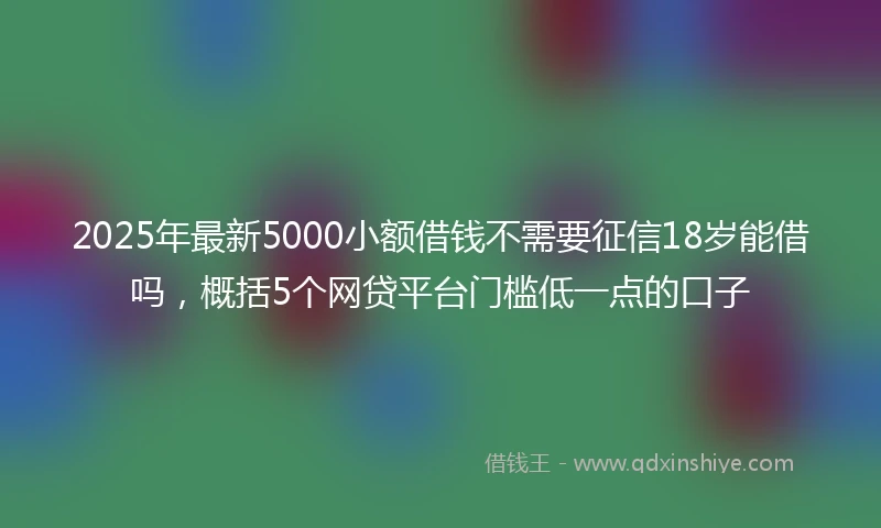 2025年最新5000小额借钱不需要征信18岁能借吗，概括5个网贷平台门槛低一点的口子