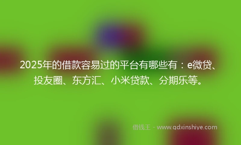 2025年的借款容易过的平台有哪些有：e微贷、投友圈、东方汇、小米贷款、分期乐等。