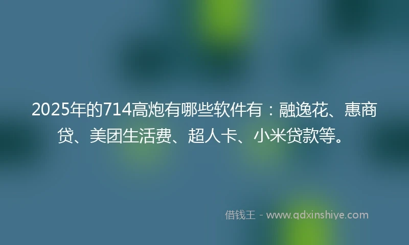 2025年的714高炮有哪些软件有：融逸花、惠商贷、美团生活费、超人卡、小米贷款等。