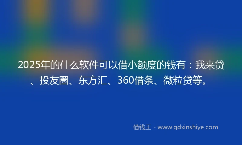 2025年的什么软件可以借小额度的钱有：我来贷、投友圈、东方汇、360借条、微粒贷等。