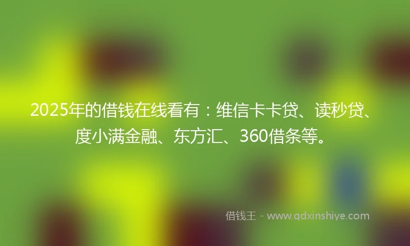 2025年的借钱在线看有：维信卡卡贷、读秒贷、度小满金融、东方汇、360借条等。