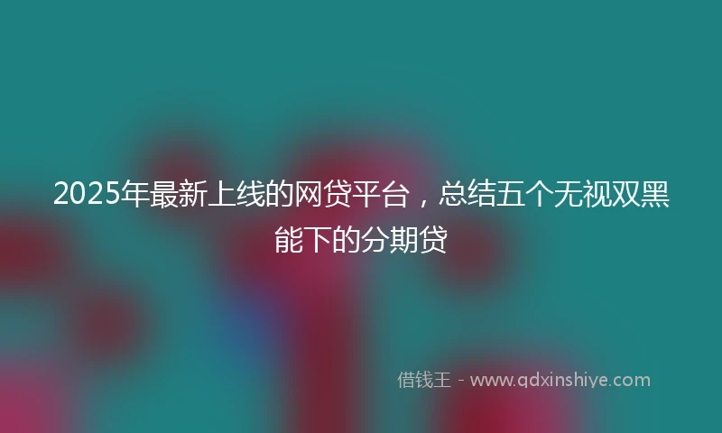 2025年最新上线的网贷平台，总结五个无视双黑能下的分期贷