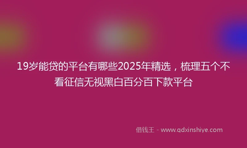 19岁能贷的平台有哪些2025年精选，梳理五个不看征信无视黑白百分百下款平台