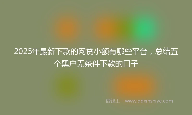 2025年最新下款的网贷小额有哪些平台，总结五个黑户无条件下款的口子