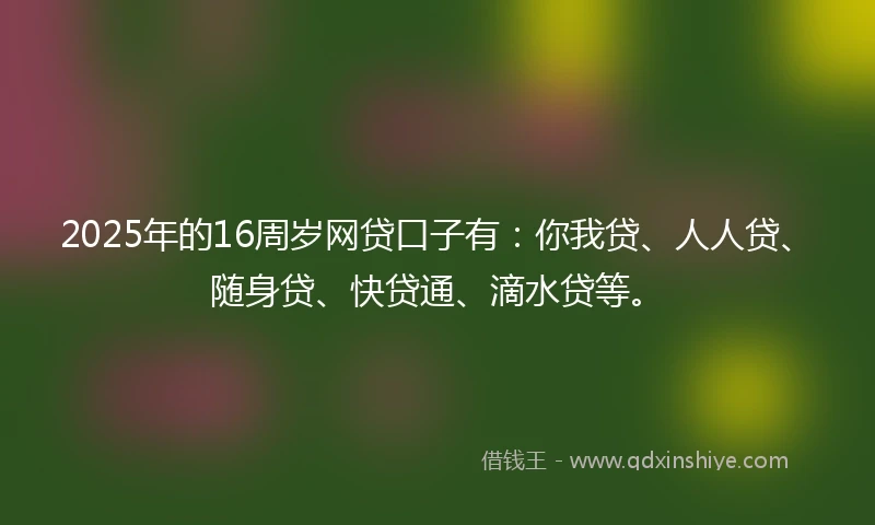 2025年的16周岁网贷口子有：你我贷、人人贷、随身贷、快贷通、滴水贷等。