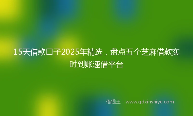 15天借款口子2025年精选，盘点五个芝麻借款实时到账速借平台