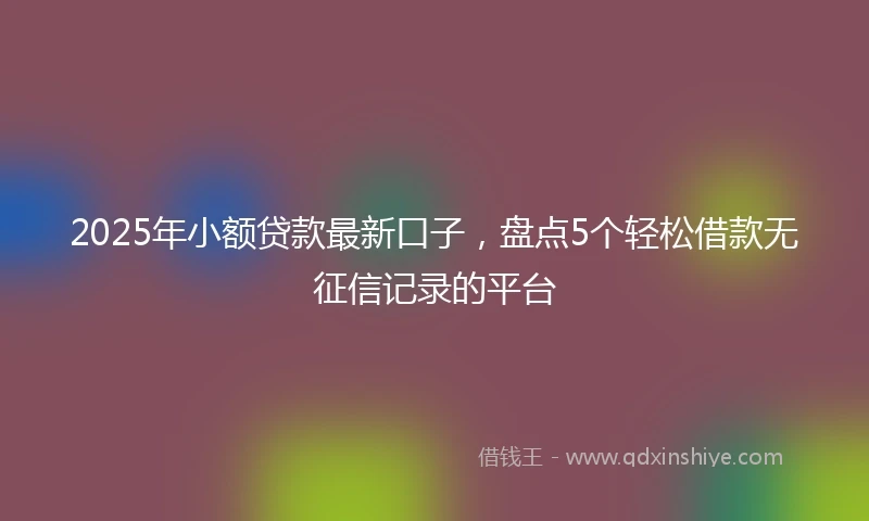 2025年小额贷款最新口子，盘点5个轻松借款无征信记录的平台