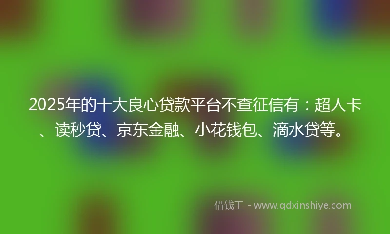 2025年的十大良心贷款平台不查征信有：超人卡、读秒贷、京东金融、小花钱包、滴水贷等。