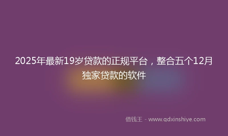 2025年最新19岁贷款的正规平台，整合五个12月独家贷款的软件