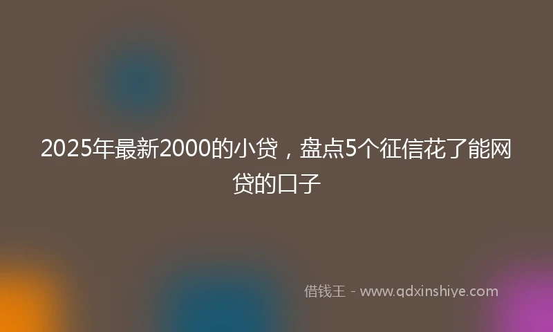 2025年最新2000的小贷，盘点5个征信花了能网贷的口子