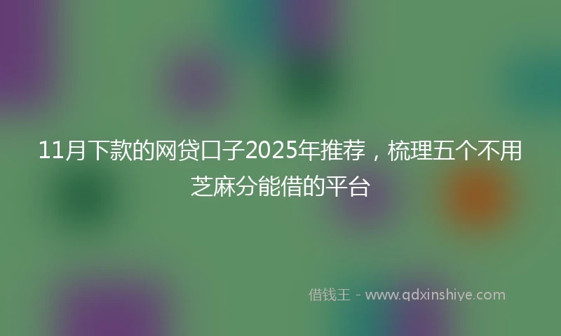 11月下款的网贷口子2025年推荐，梳理五个不用芝麻分能借的平台