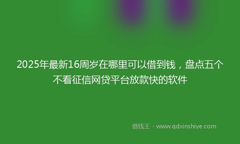 2025年最新16周岁在哪里可以借到钱，盘点五个不看征信网贷平台放款快的软件