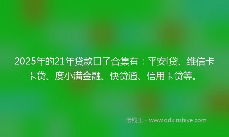 2025年的21年贷款口子合集有：平安i贷、维信卡卡贷、度小满金融、快贷通、信用卡贷等。