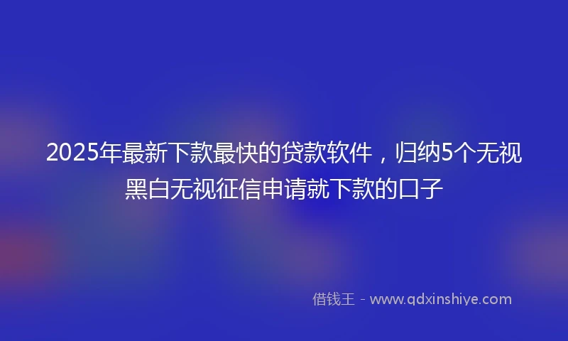 2025年最新下款最快的贷款软件，归纳5个无视黑白无视征信申请就下款的口子